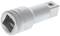A silver metal plug-in adapter for socket keys, with a square connection and knurled end for improved grip.