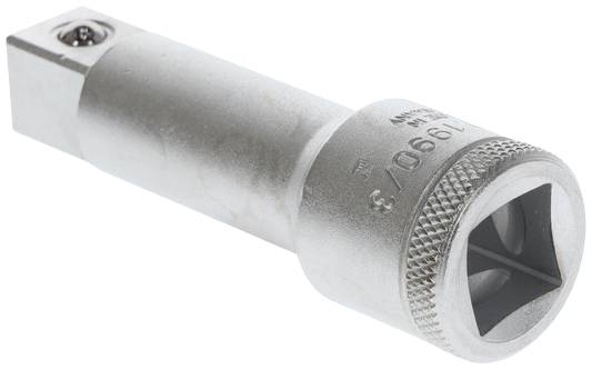 A silver socket extension with a square drive end and knurled surface for better grip.