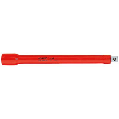 A red isolated adjustable spanner with a square drive for safe working on electrical installations.