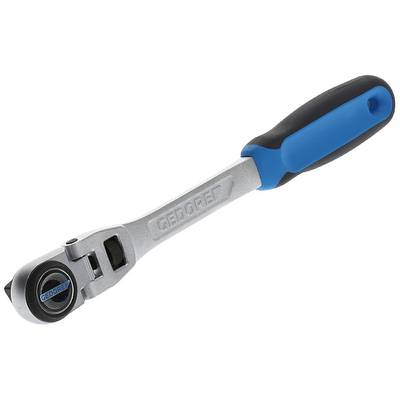 Ratchet with ergonomic handle and silver metal body, suitable for workshop or DIY tasks.