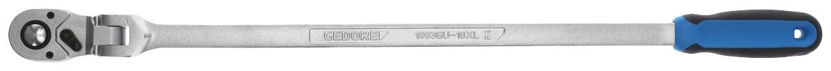 A long torque wrench with a blue-black handle lies horizontally.
