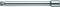 Chrome-plated socket extension bar with a square end for use with sockets, employed in mechanics to access hard-to-reach screws.