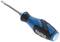 Screwdriver with blue and black handle. Flat head, brand 'GEDORE', model 2151 SK 4.5, on white background.
