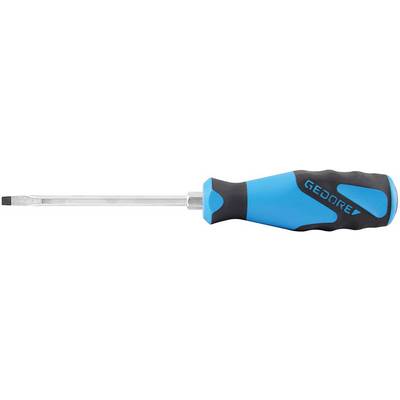 A flathead screwdriver with an ergonomic blue-black handle. Suitable for general repair work.