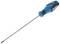 A blue cross-head screwdriver with an ergonomic handle and long metal blade, suitable for cross-head screws.
