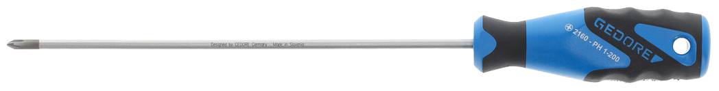 A blue and black screwdriver with an ergonomic handle and a long, slim shaft.