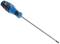 Screwdriver with blue-black handle and long, narrow metal shaft, suitable for cross-head screws.