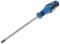 A blue screwdriver with a black handle and a slender metal shaft. Suitable for cross-head screws.
