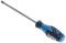 Screwdriver with blue-black handle and long silver shaft. Suitable for cross-head screws.