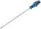 Screwdriver with blue-black handle and long metal shaft. Suitable for cross-head screws.