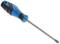 Screwdriver with blue-black handle and silver cross-head blade. Suitable for cross-head screws, handy design.