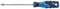 Phillips screwdriver with blue-black handle and metal blade; brand visible on handle.