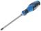 A blue cross-head screwdriver with an ergonomic handle.