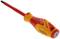 Insulated screwdriver with red and yellow handle, Phillips head, suitable for working on electrical equipment.