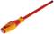Insulated screwdriver with red and yellow handle, suitable for working on live circuits up to 1000 volts.