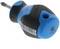 Cross-head screwdriver with blue-black ergonomic handle, bulbous shape, size PH1 indicated on handle cap.