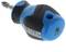 A screwdriver with a blue and black handle marked 'PZ2'. The head is angled and features a Phillips cross-head profile.