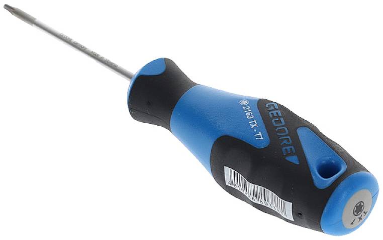 A blue and black screwdriver with a Torx TX-T7 tip, suitable for precise screwdriving in various projects.