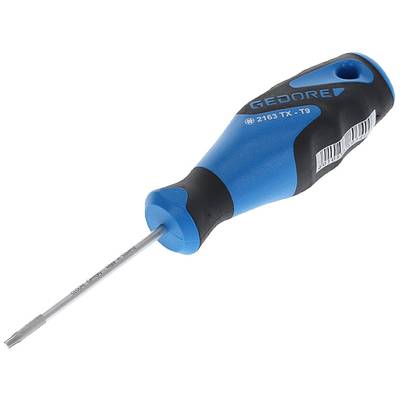 Screwdriver with blue-black handle, suitable for Torx T9 screws.