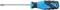 A blue and black screwdriver with an ergonomic handle and a long, slender metal shaft.