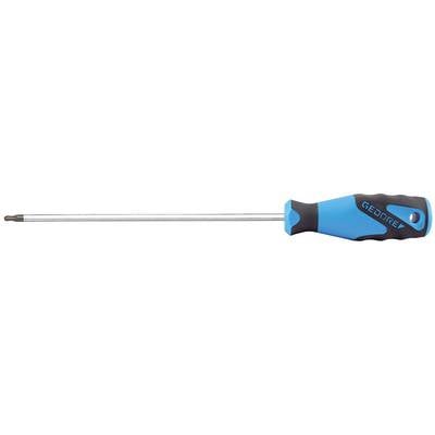 Screwdriver with a blue-black handle and a long, slender metal shaft, suitable for manual screw fastening.