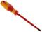 An insulated screwdriver with a red and yellow handle, suitable for work on electrical installations.