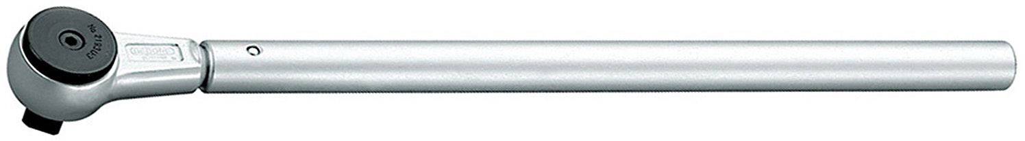 Silver-coloured torque wrench with a long handle, suitable for precisely tightening bolts and nuts in technical applications.