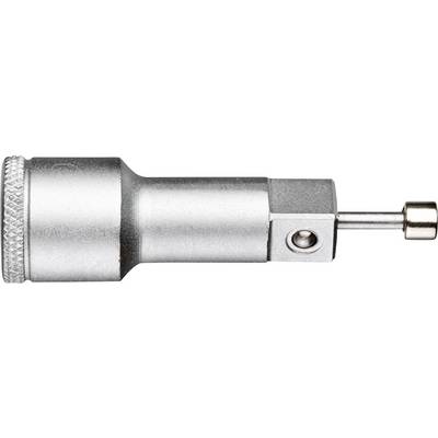 Metal adapter with a round handle and hexagonal tip, suitable for tool fixings.