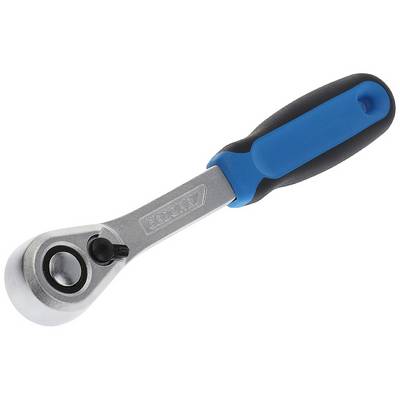 A silver ratchet with a blue-black handle, pictured from the side. Primarily used for mechanical work.