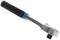Ratchet with black and blue handle, pictured from the side. It is used for tightening and loosening screws and nuts.