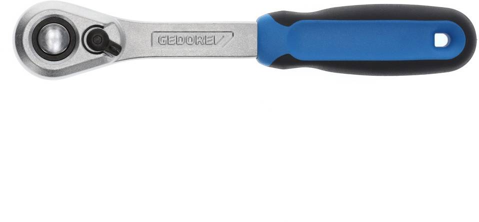 Ratchet with blue-black handle, suitable for mechanical work.