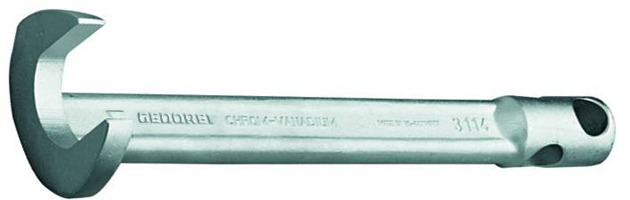 A silver vehicle maintenance spanner with the inscription 'GEFRO 31/4 TAM GRADUR' on the handle, suitable for loosening nuts and bolts.