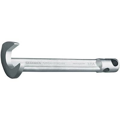 Silver-coloured pipe wrench with curved head and 'GEDORE' imprint.