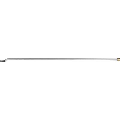 A long, curved crowbar with a metallic sheen, used for levering and removing nails or loosening connections.