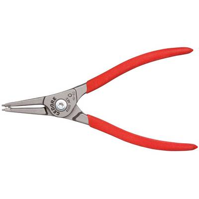 Red circlip pliers with metal head, suitable for holding or removing circlips from mechanical components.