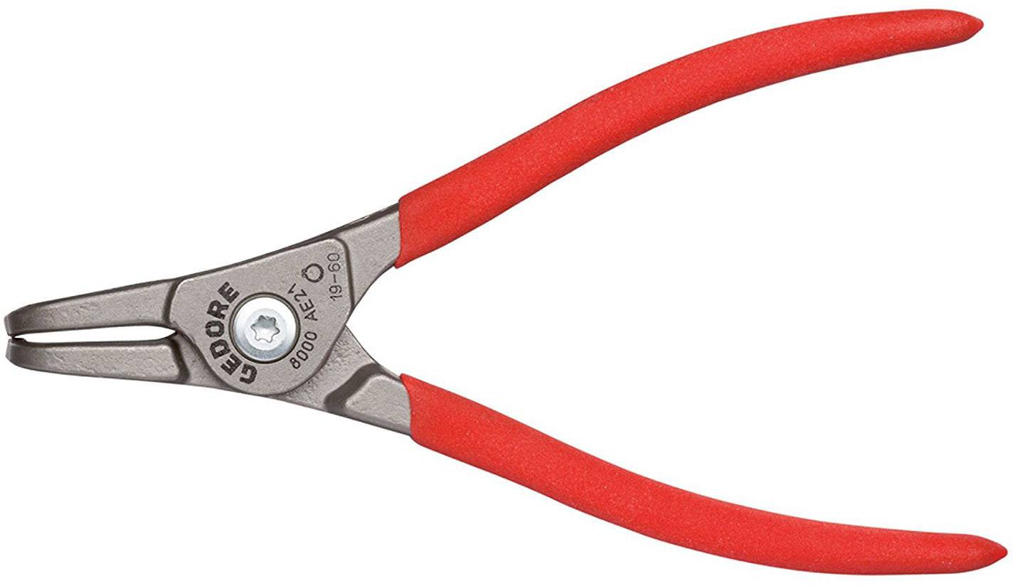 Pliers with a red handle and silver metal head, suitable for precision work.