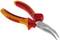 A red and yellow pair of pliers with narrow, pointed jaws. Ideal for precise gripping and cutting of wires or small components.