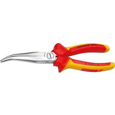 A red and yellow pointed pliers with insulating handles, suitable for work up to 1000 V.
