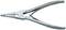 A silver pair of pliers with straight handles lies on a white surface. It is metallic and tapers to a point.