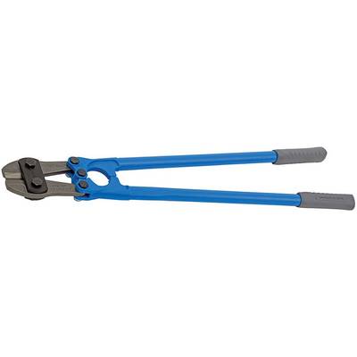 Bolt cutters with blue handles and a robust cutting head; suitable for cutting through metal rods and heavy-duty wires.