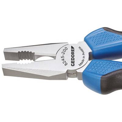 A pair of pliers with blue handles and the inscription 'GEODORE 8245-200 Made in Austria' on the metal part.