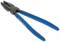 Pliers with blue handles and a robust, serrated head, suitable for gripping and cutting wires or sturdy materials.