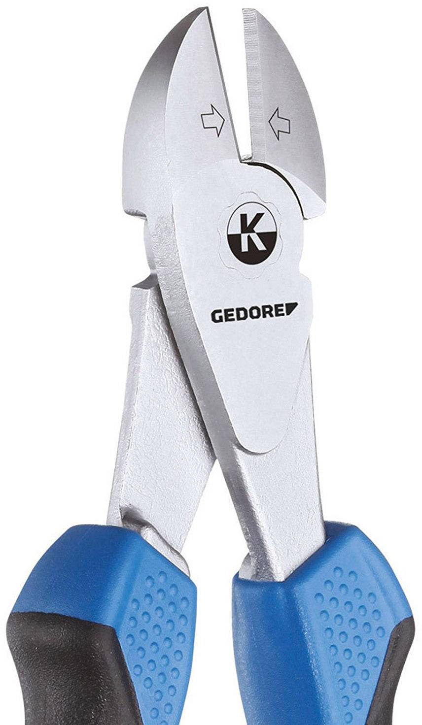 Side cutters with blue handles and silver blade, 'Gedore' brand, suitable for cutting wire and cables.