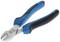 A blue and black side-cutting pliers on a white background. They have non-slip handles and a sharp cutting head.