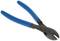 Wire cutters with blue handles, used for cutting wires. Suitable for electrical work.