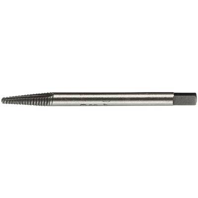 A silver metal thread tap with a sharp point. Used for removing broken bolts or screws from workpieces.
