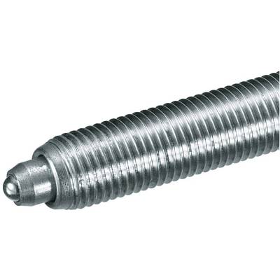 Metal cylindrical pin with external thread, typically used in mechanical engineering applications.