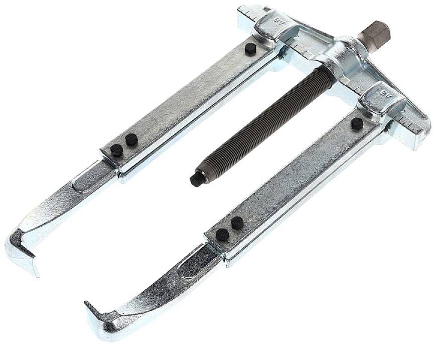 A two-armed metal puller, suitable for removing bearings or gears in mechanical engineering applications.
