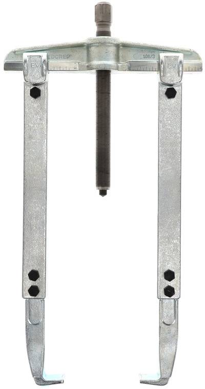 Two-armed metal puller with central screw, used for removing seats or bearings.