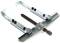 Two-hook metallic puller with a central screw mechanism, used for removing components such as bearings or gears.